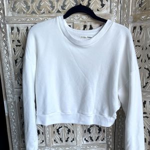 Reformation Cropped White Sweatshirt